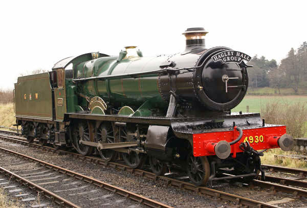 4930 Hagley Hall pauses at Arley en route to Highley on Sunday 16th March 2008. Photo by Phil Neale.